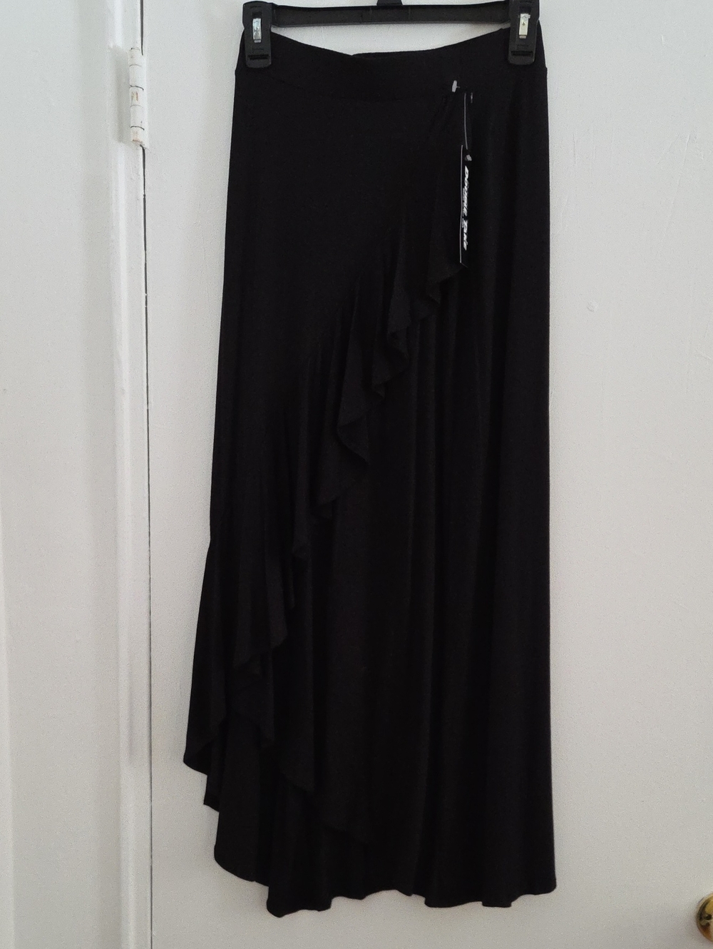 Women's Black Ruffle-Detail Maxi Skirt